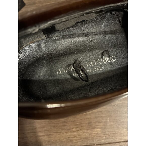 Banana Republic Italy Chocolate Brown Patent Leather Low Block Heel Loafers 6.5 - Picture 5 of 7